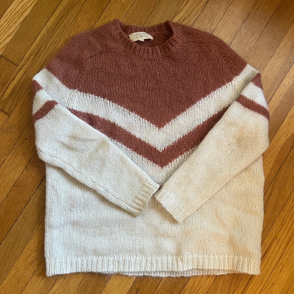 Sézane Chevron Sweater - Cream and Brown